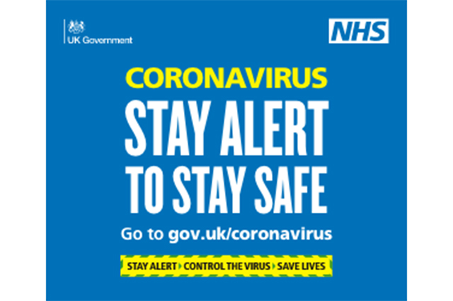 Government poster Coronavirus stay alaert to save lives message