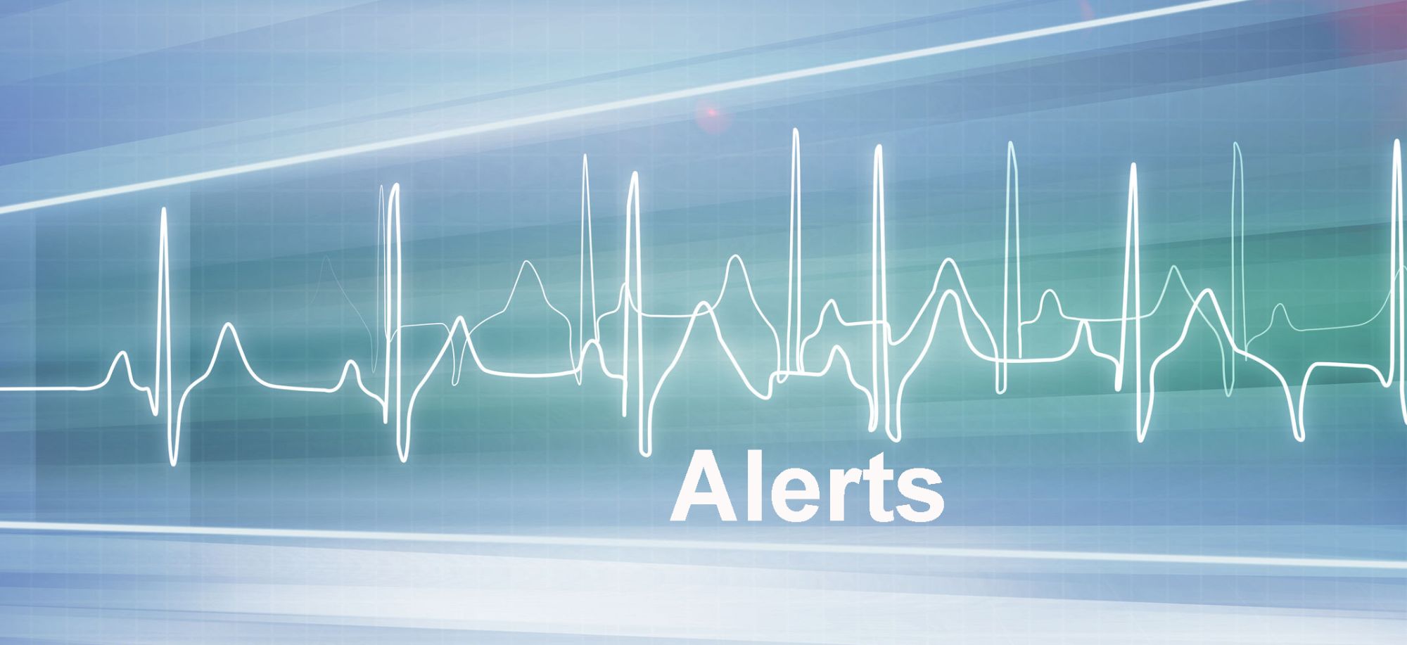 Slide Image. Vector image  - montage of heart trace with the word "Alerts" contrasted in white letters