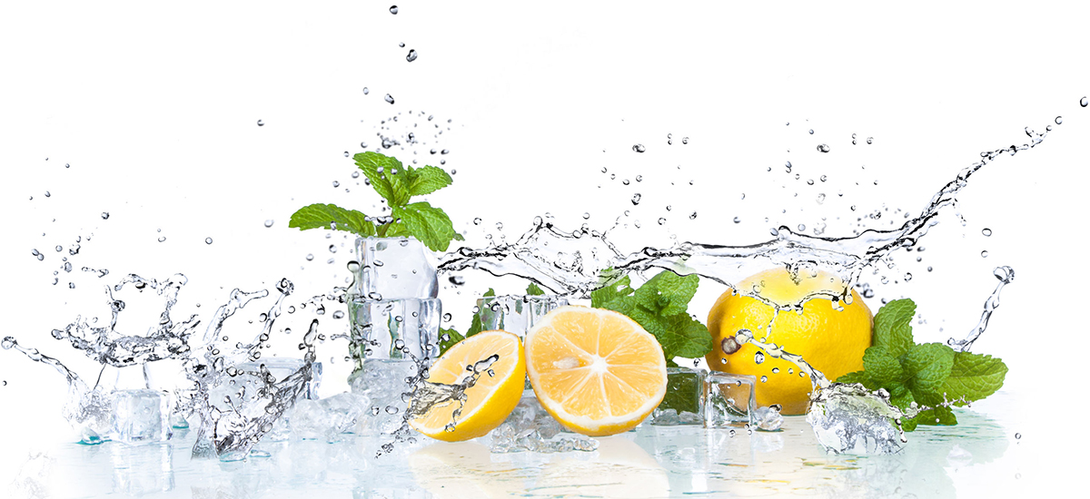 Slide Image. Vecor image of fruits and splashes of juice