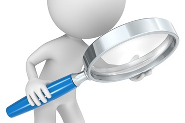 Graphic of figure holding magnifying glass